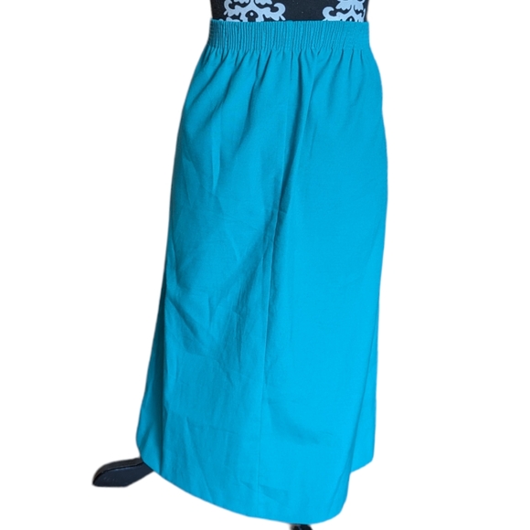 🌻2 for $20 | Vintage Teal Midi Skirt with Pockets & Elastic Waist - Picture 4 of 9